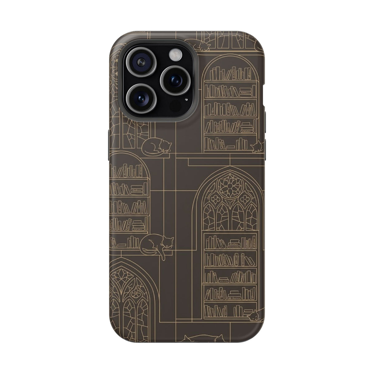Cat Library Bookshelf Phone Case
