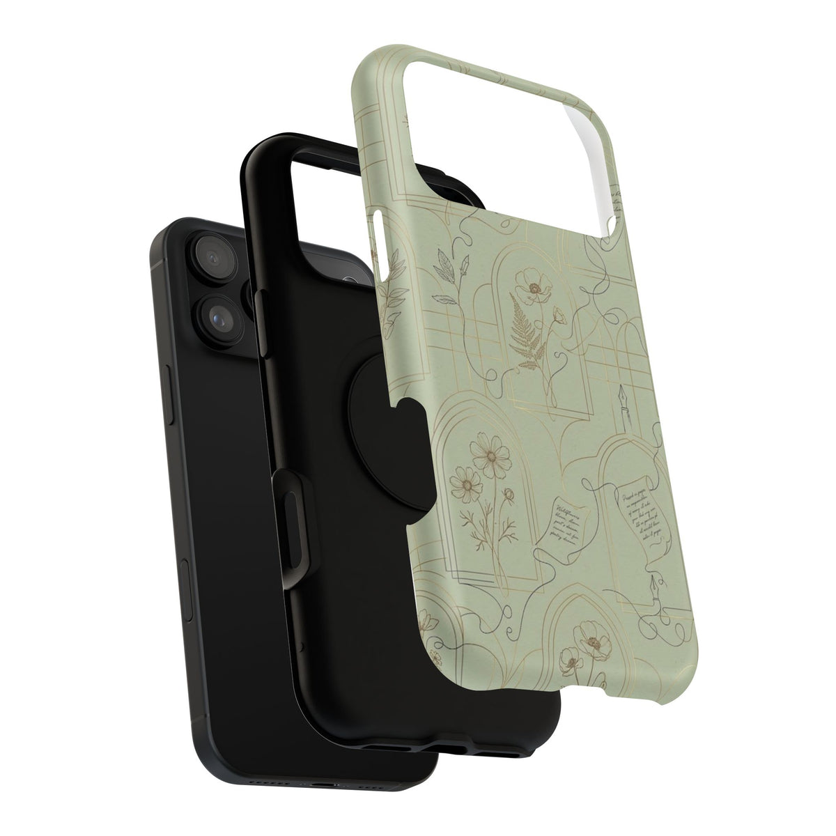 Vintage Botanical Script Design - Impact Resistant Phone Case