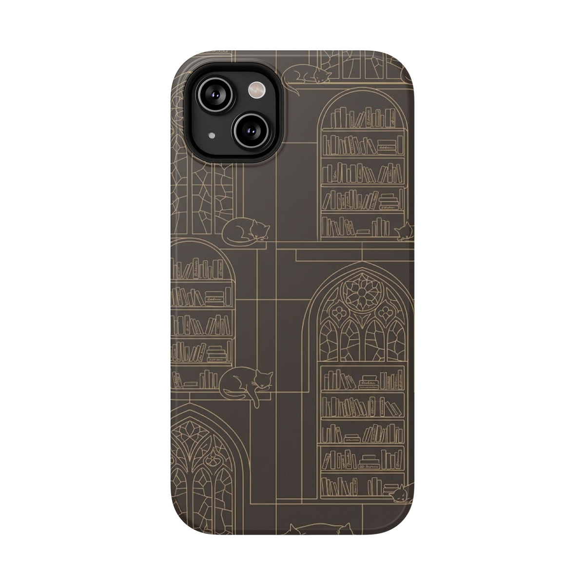 Cat Library Bookshelf Phone Case