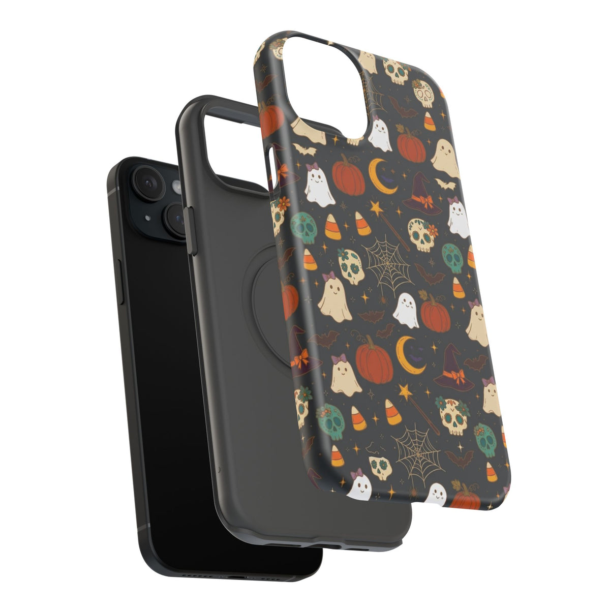 Ghosts, Pumpkins & Skulls Pattern - Impact Resistant Phone Case