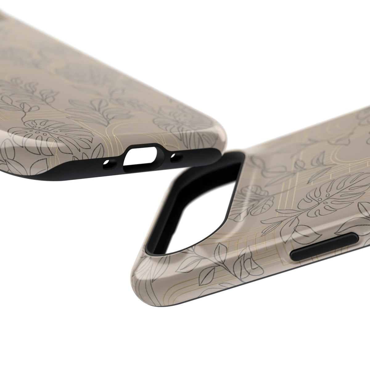 Neutral Leaf Pattern - Impact Resistant Phone Case