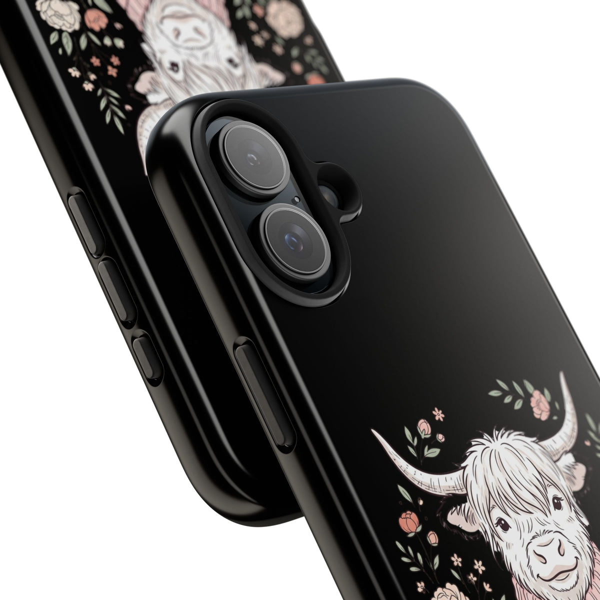 Highland Cow Floral Tough Phone Case