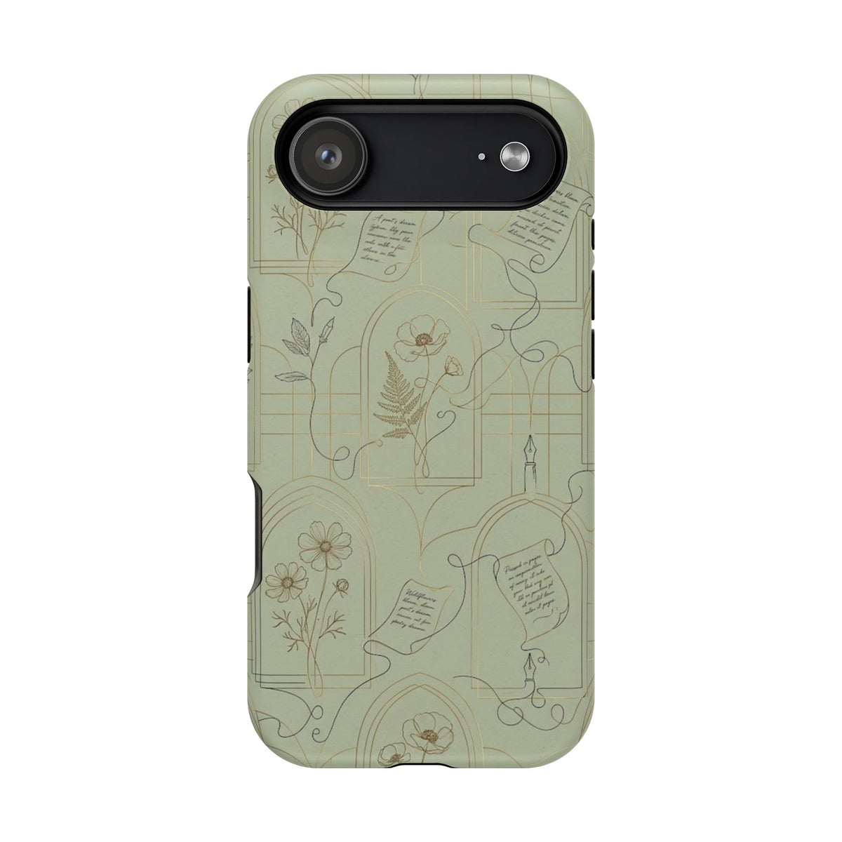 Vintage Botanical Script Design - Impact Resistant Phone Case
