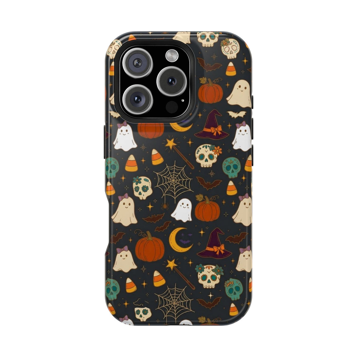 Ghosts, Pumpkins & Skulls Pattern - Impact Resistant Phone Case