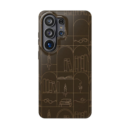 Vintage Library Books & Candle Pattern - Impact-Resistant Phone Case