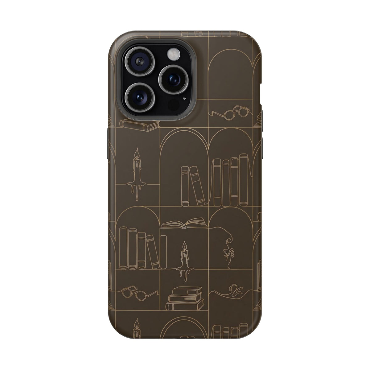 Vintage Library Books & Candle Pattern - Impact-Resistant Phone Case