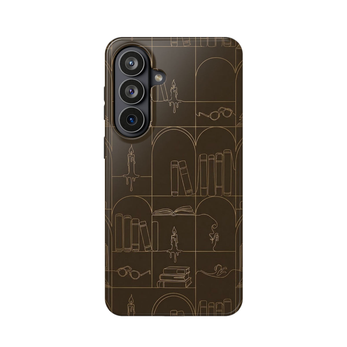 Vintage Library Books & Candle Pattern - Impact-Resistant Phone Case
