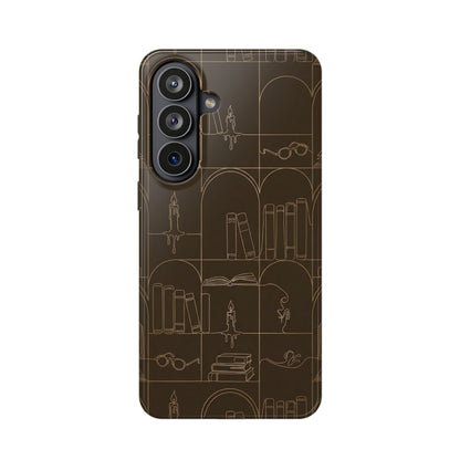 Vintage Library Books & Candle Pattern - Impact-Resistant Phone Case