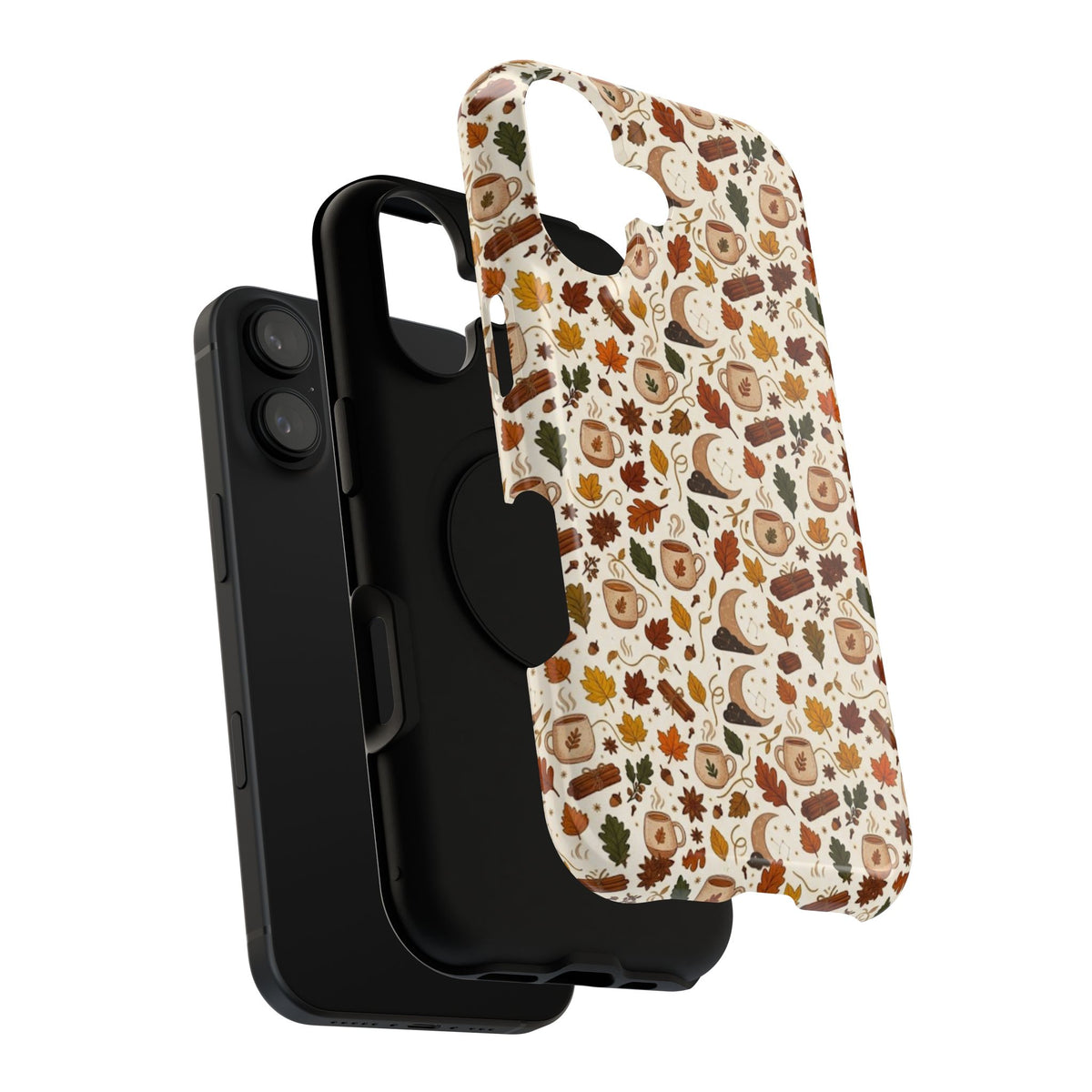 Autumn Woodland Phone Case — Fall Leaves & Fox Pattern Impact-Resistant Case