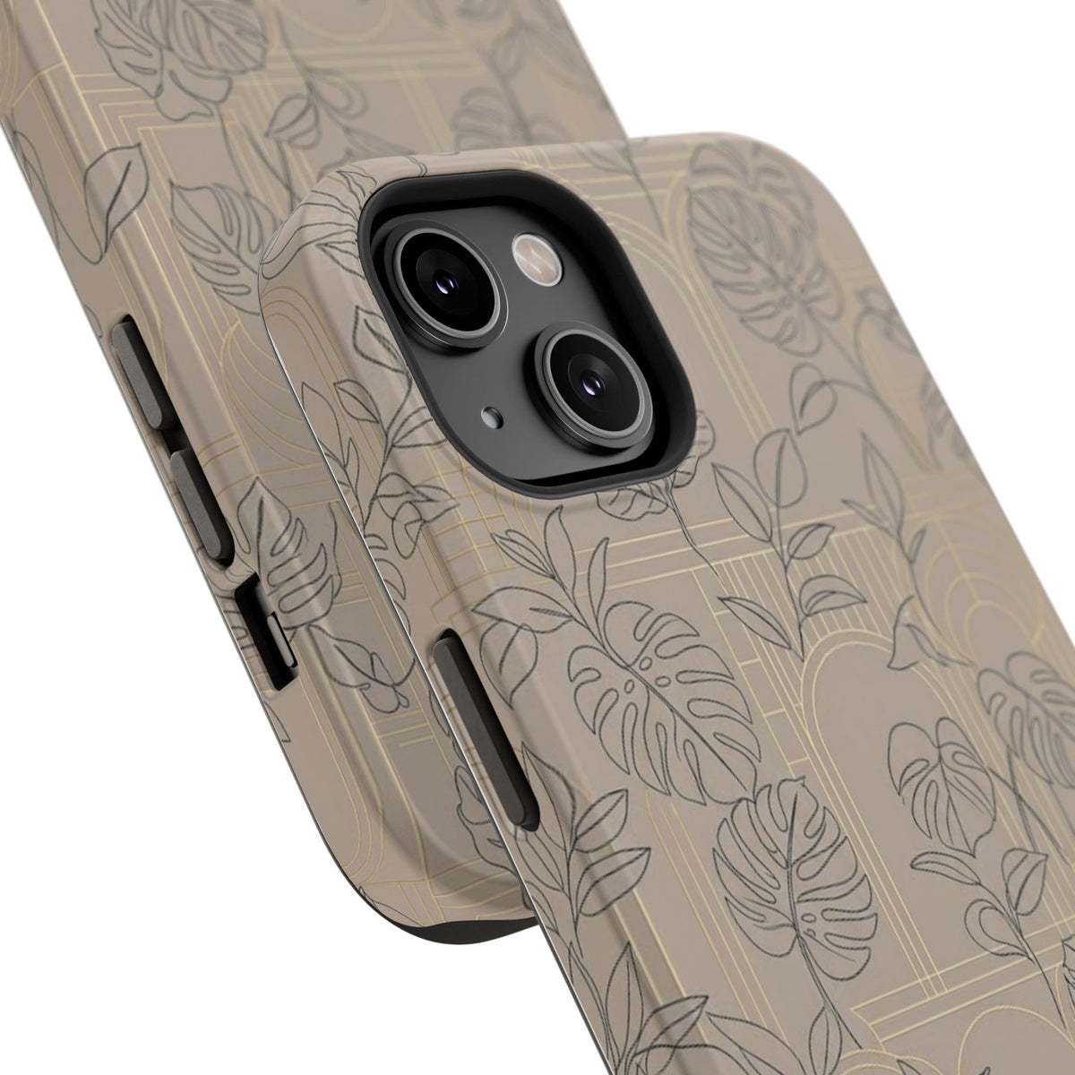 Neutral Leaf Pattern - Impact Resistant Phone Case