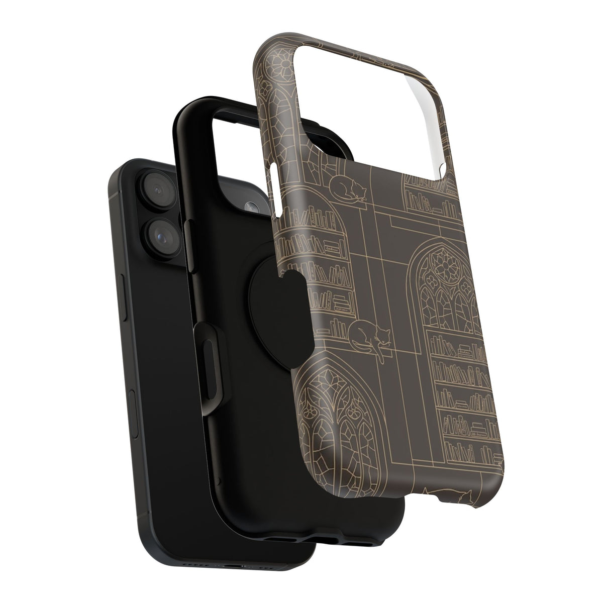 Cat Library Bookshelf Phone Case