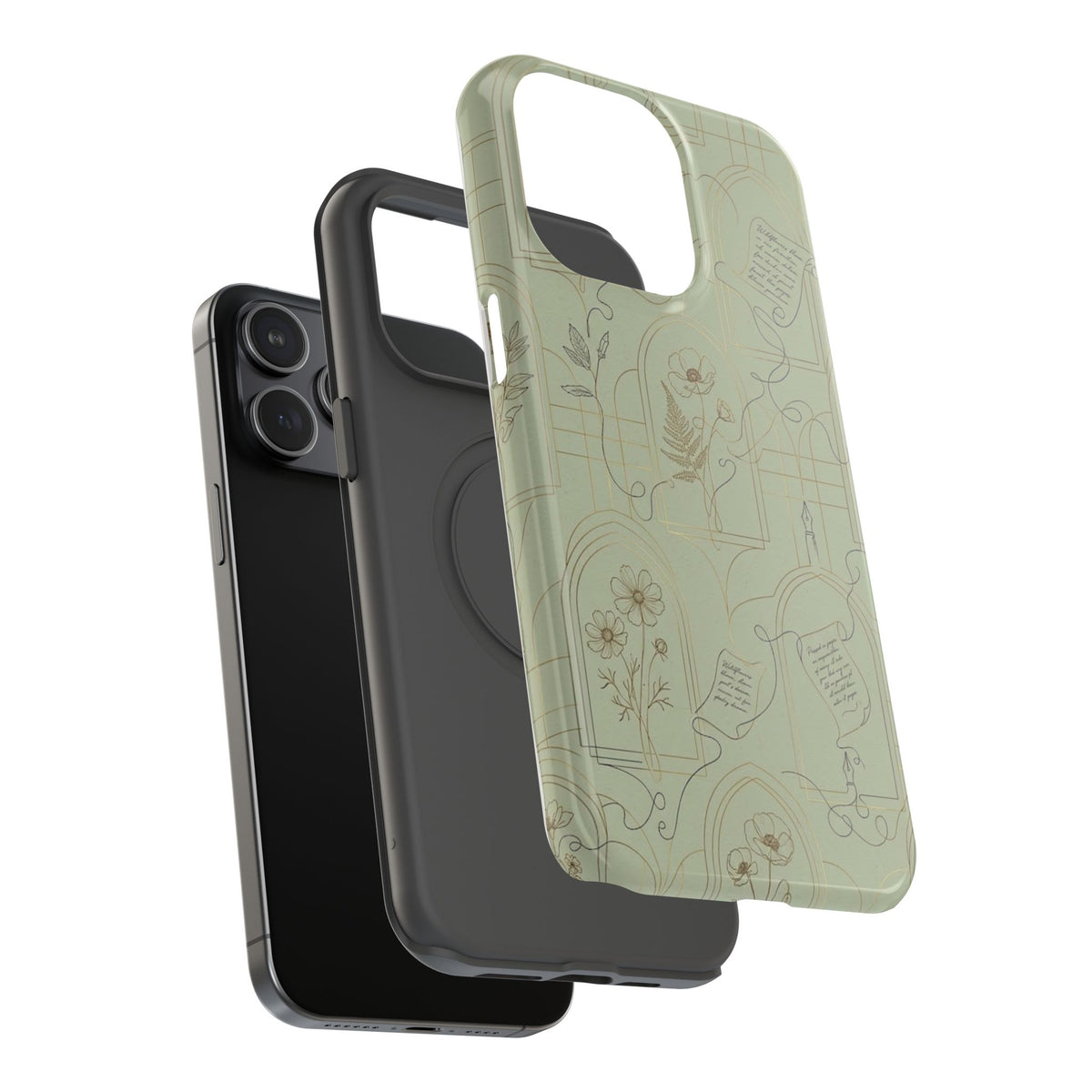 Vintage Botanical Script Design - Impact Resistant Phone Case