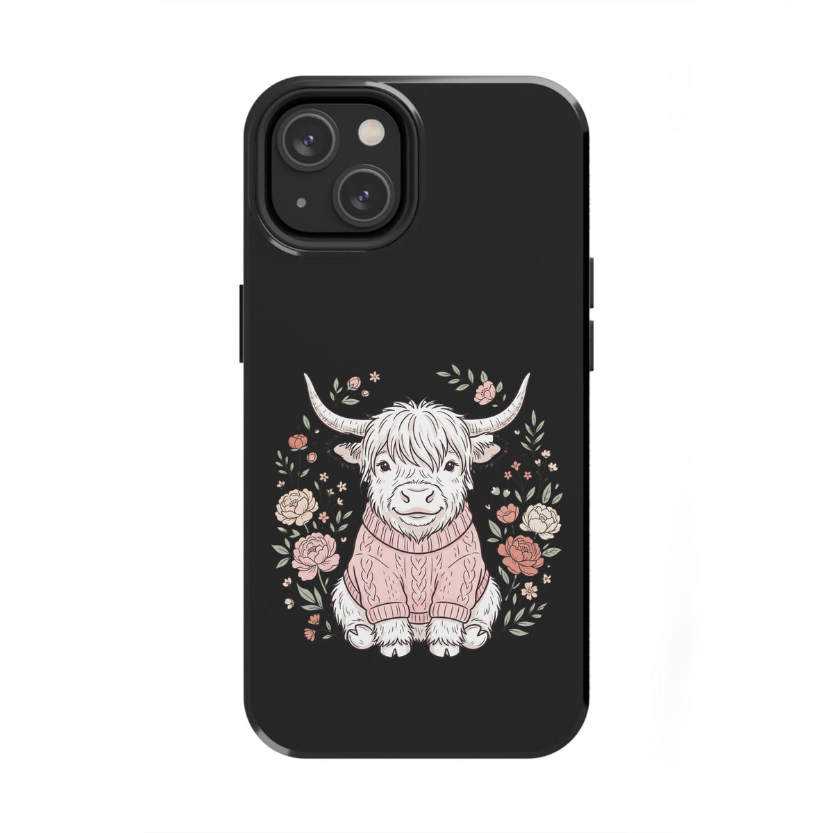 Highland Cow Floral Tough Phone Case