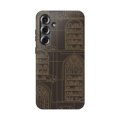 Cat Library Bookshelf Phone Case