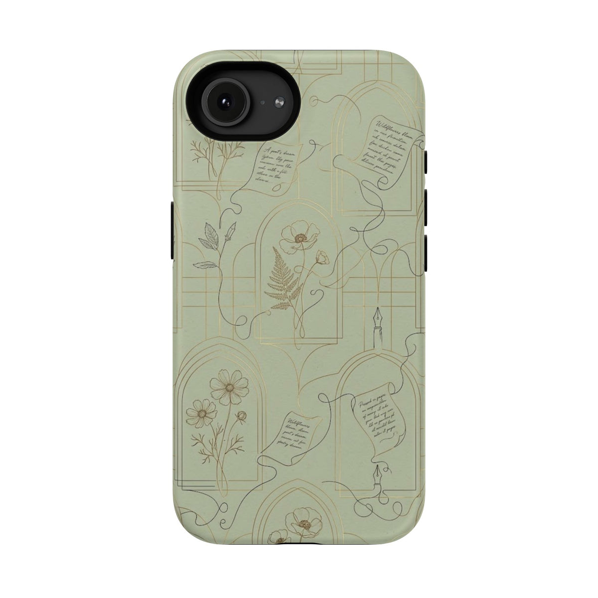 Vintage Botanical Script Design - Impact Resistant Phone Case