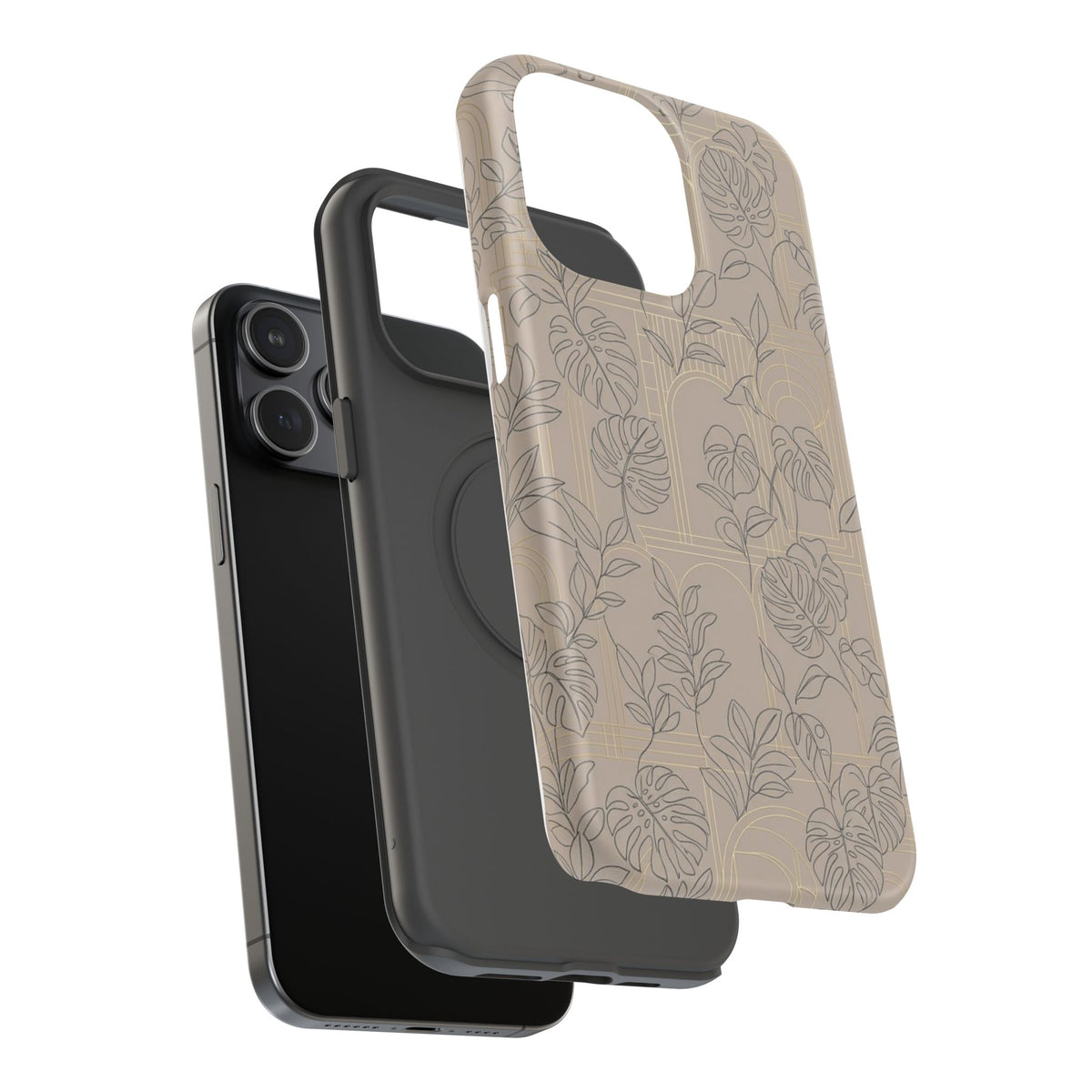Neutral Leaf Pattern - Impact Resistant Phone Case