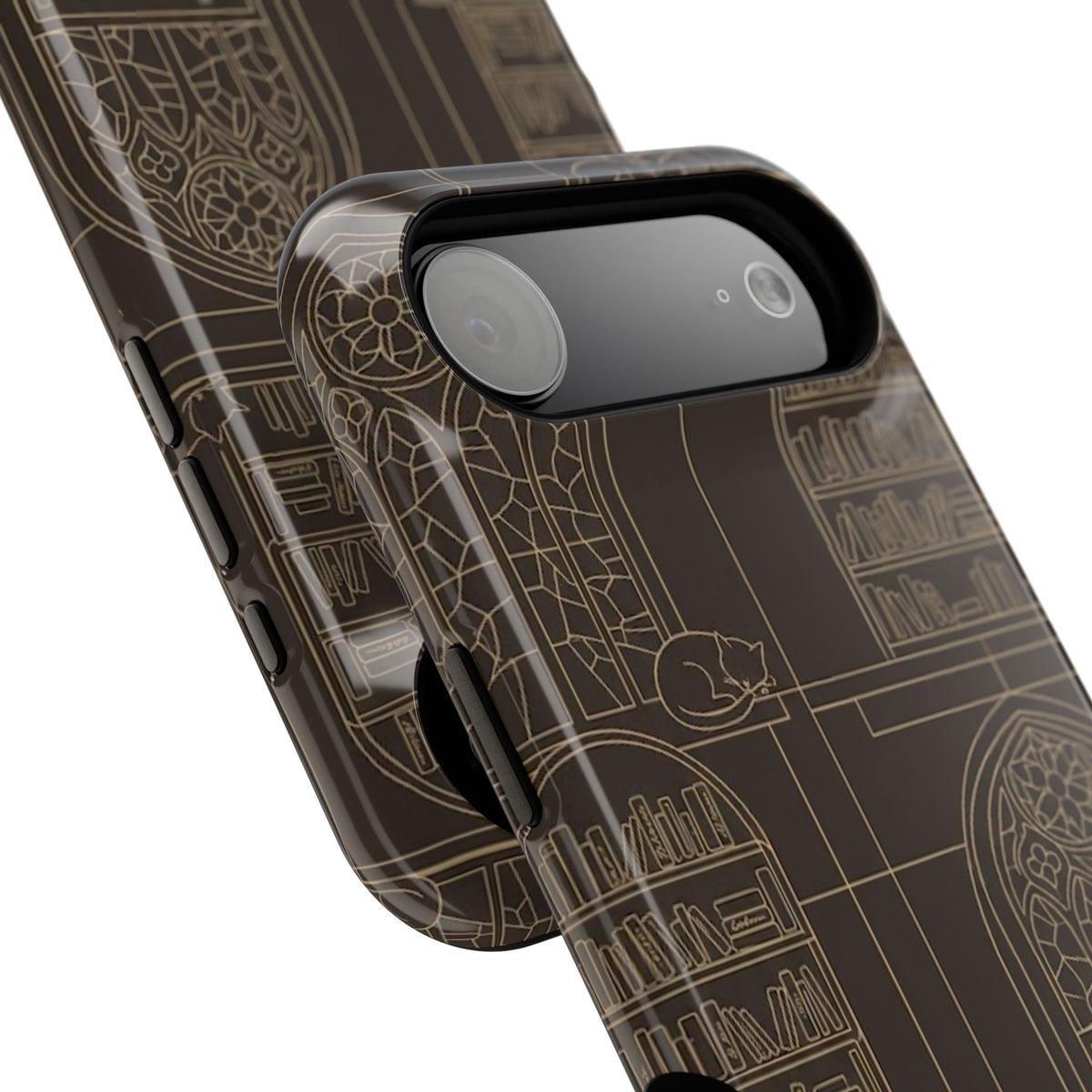 Cat Library Bookshelf Phone Case