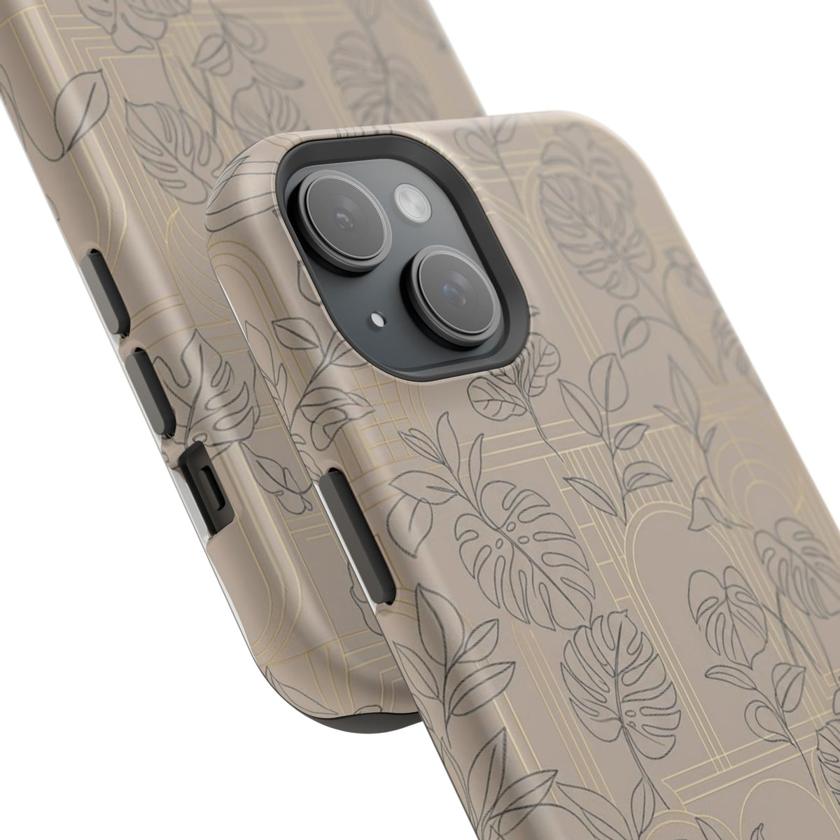 Neutral Leaf Pattern - Impact Resistant Phone Case