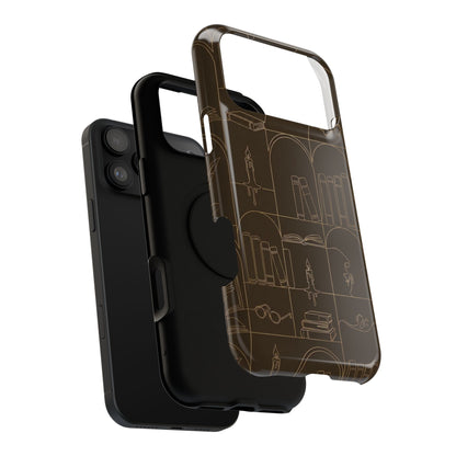 Vintage Library Books & Candle Pattern - Impact-Resistant Phone Case