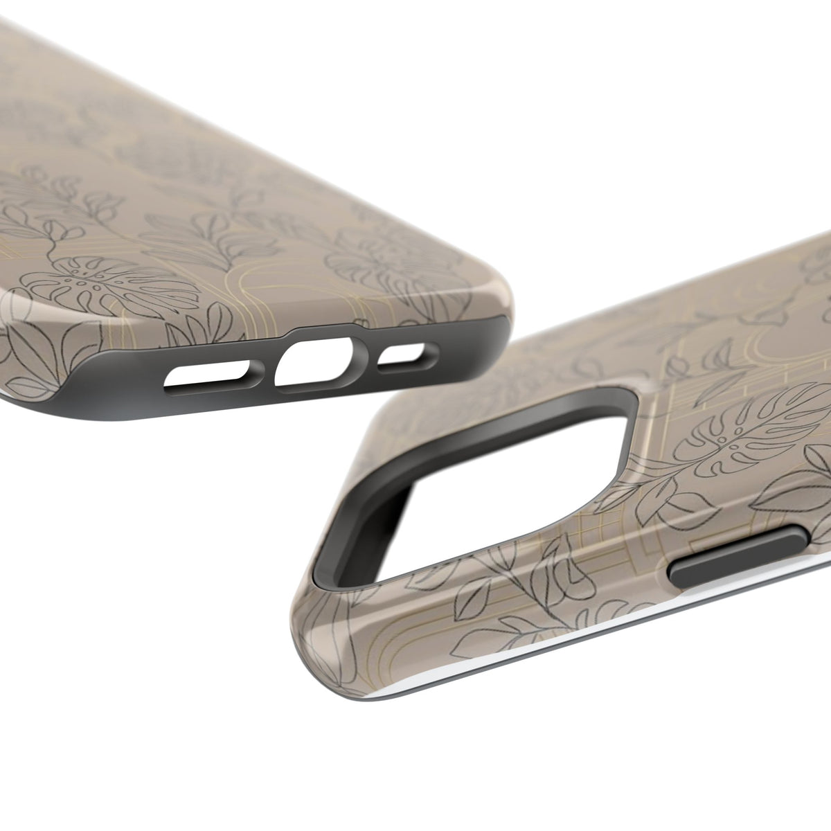 Neutral Leaf Pattern - Impact Resistant Phone Case