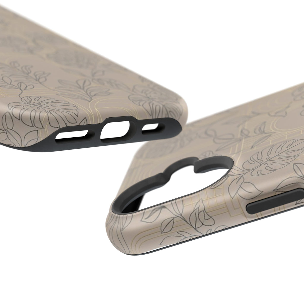 Neutral Leaf Pattern - Impact Resistant Phone Case