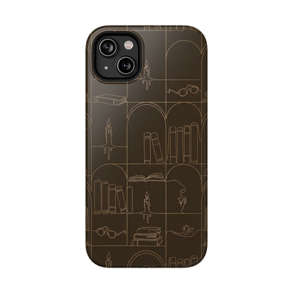 Vintage Library Books & Candle Pattern - Impact-Resistant Phone Case