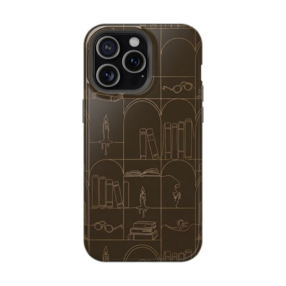 Vintage Library Books & Candle Pattern - Impact-Resistant Phone Case