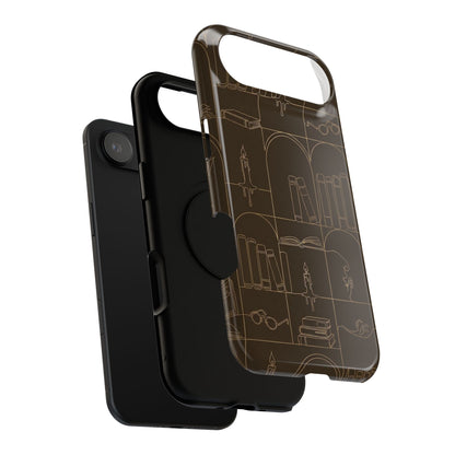 Vintage Library Books & Candle Pattern - Impact-Resistant Phone Case
