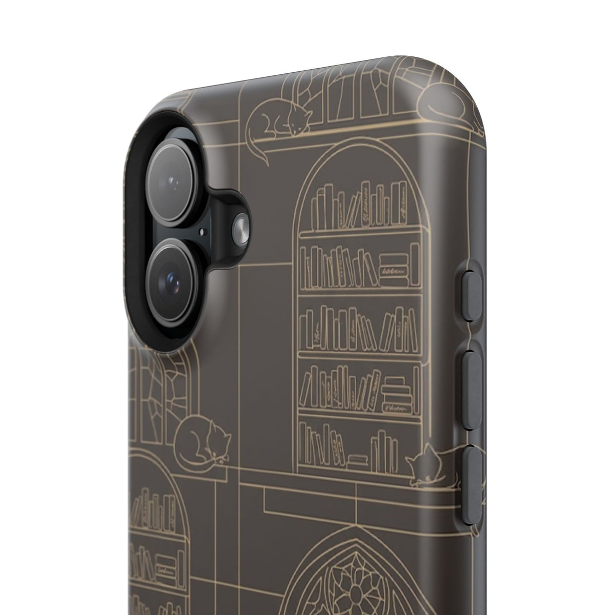 Cat Library Bookshelf Phone Case