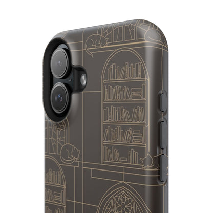 Cat Library Bookshelf Phone Case