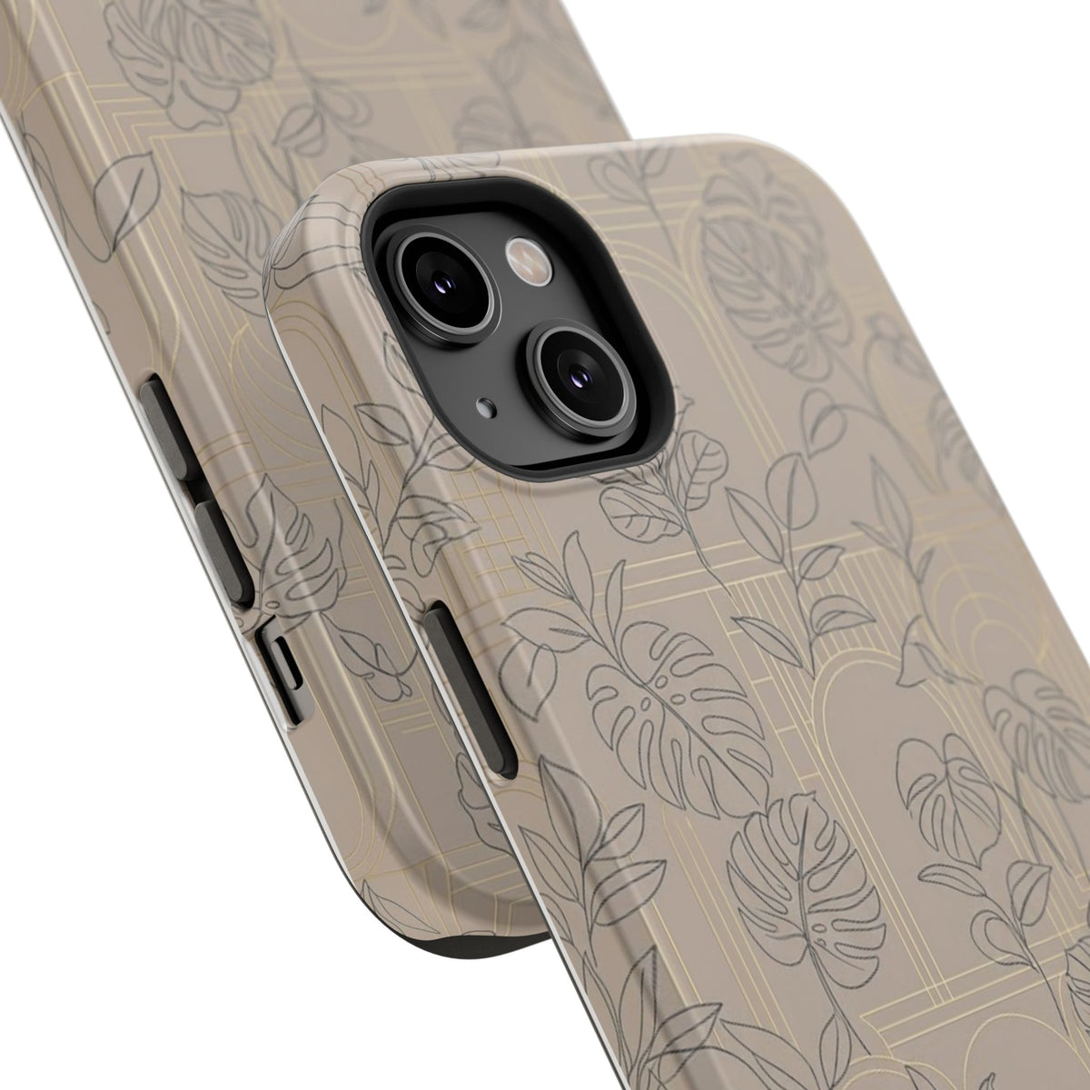 Neutral Leaf Pattern - Impact Resistant Phone Case