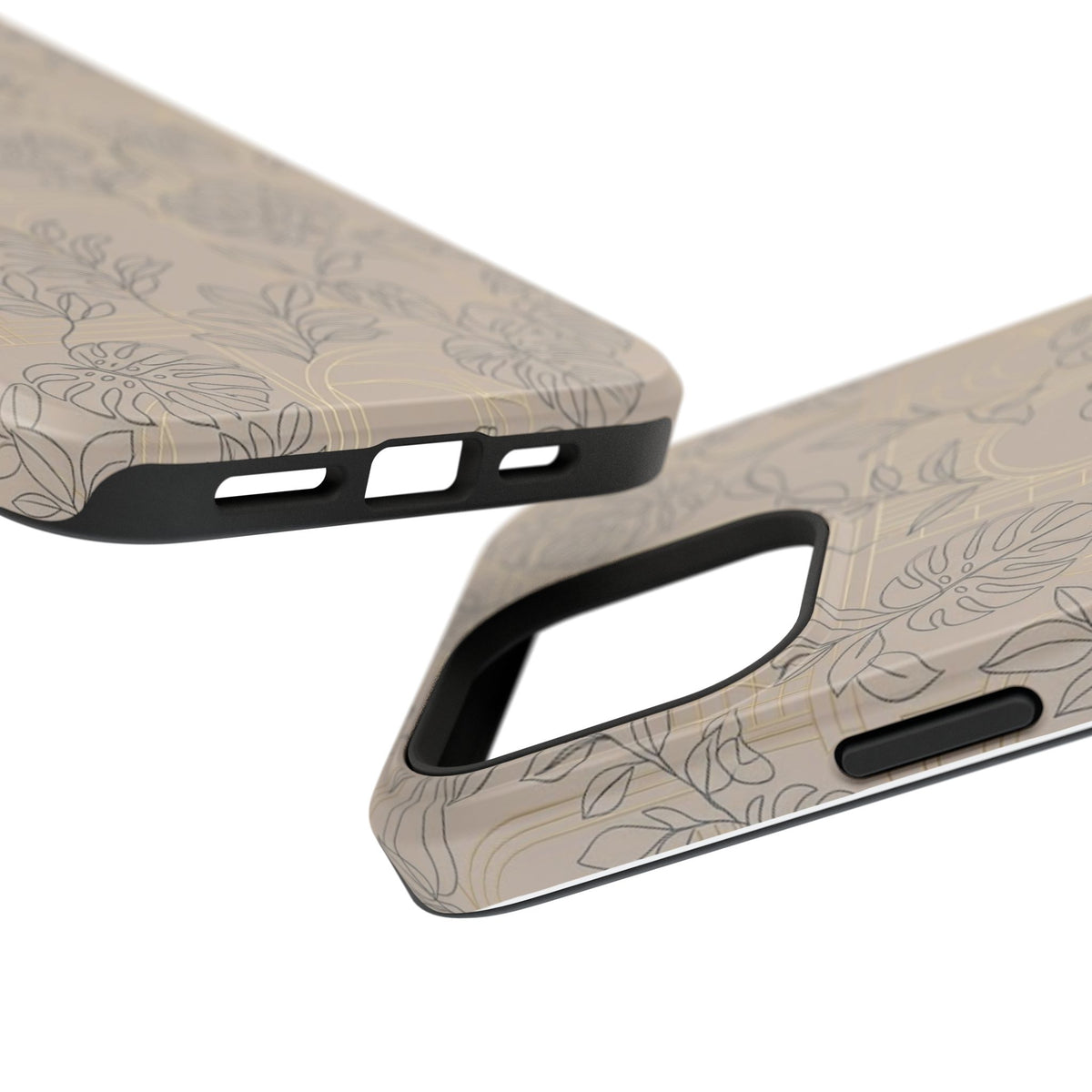 Neutral Leaf Pattern - Impact Resistant Phone Case