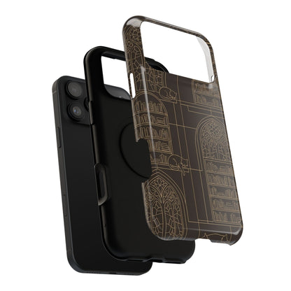 Cat Library Bookshelf Phone Case