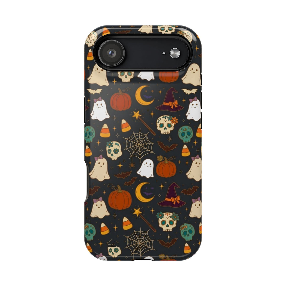 Ghosts, Pumpkins & Skulls Pattern - Impact Resistant Phone Case