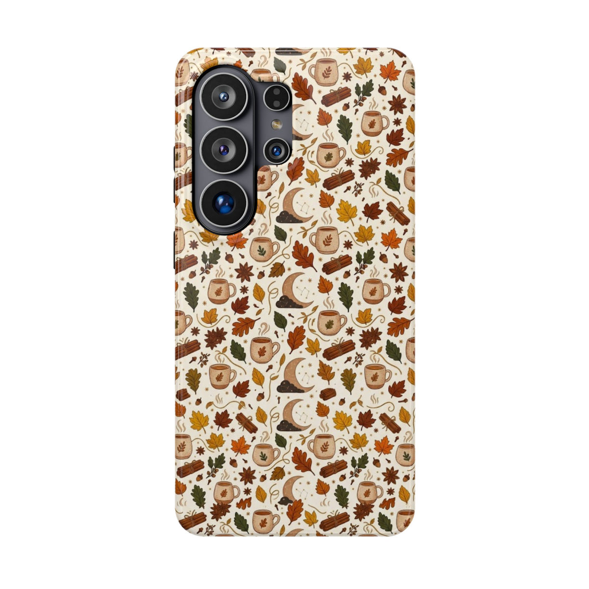 Autumn Woodland Phone Case — Fall Leaves & Fox Pattern Impact-Resistant Case