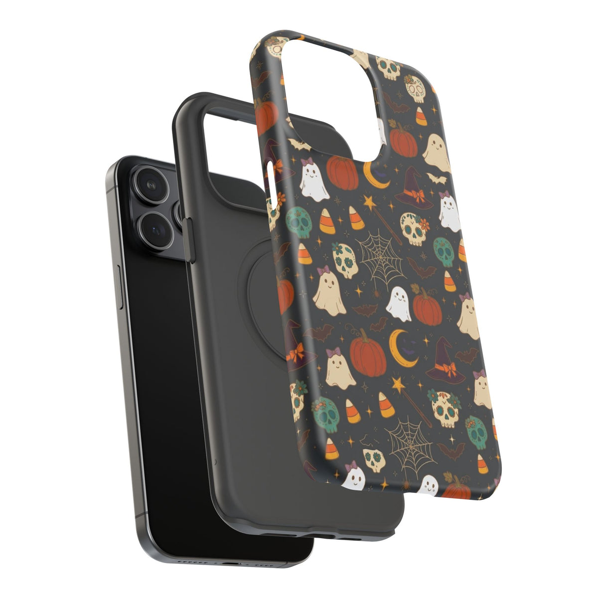 Ghosts, Pumpkins & Skulls Pattern - Impact Resistant Phone Case
