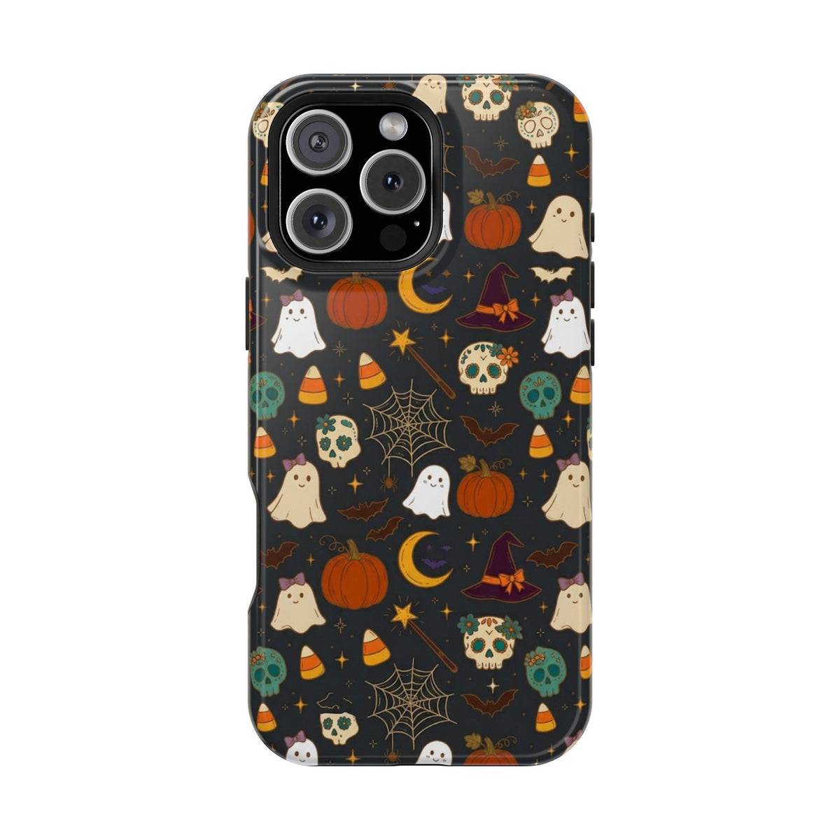 Ghosts, Pumpkins & Skulls Pattern - Impact Resistant Phone Case