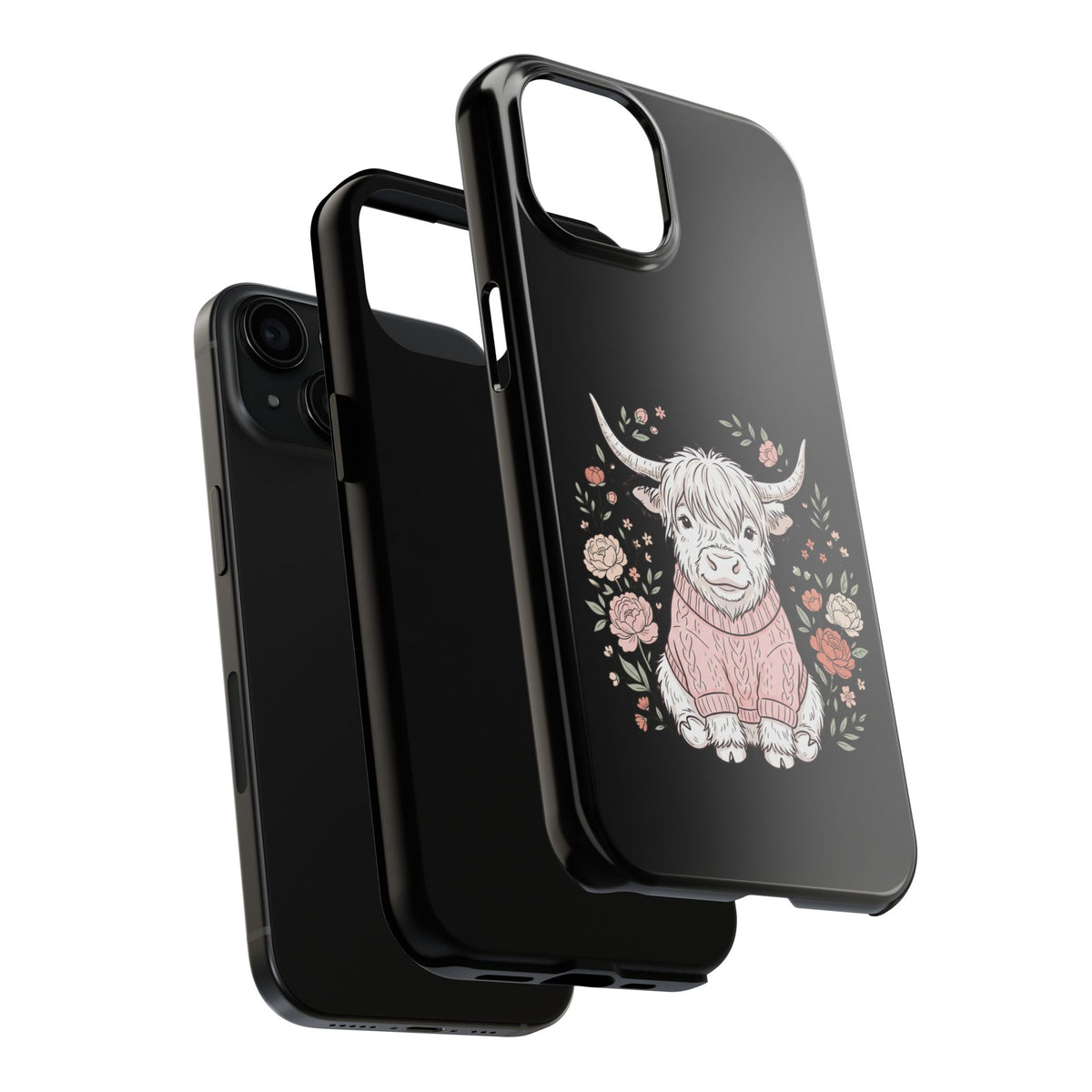 Highland Cow Floral Tough Phone Case