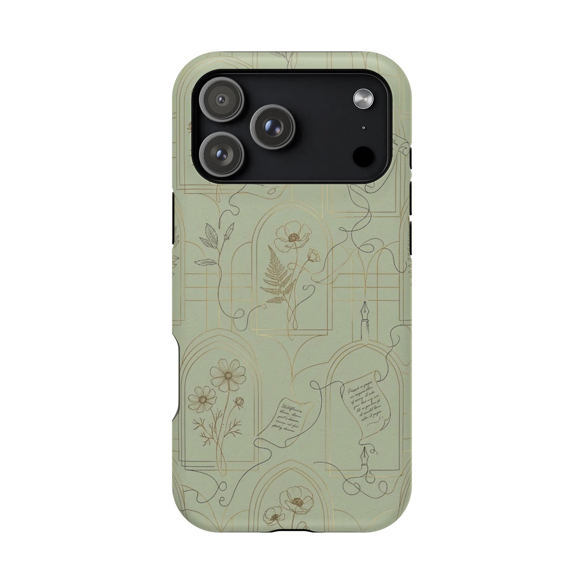 Vintage Botanical Script Design - Impact Resistant Phone Case