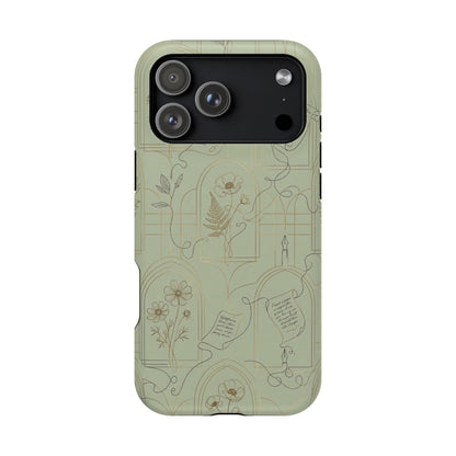 Vintage Botanical Script Design - Impact Resistant Phone Case