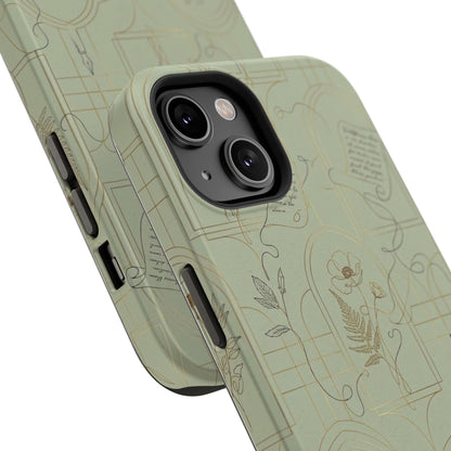 Vintage Botanical Script Design - Impact Resistant Phone Case