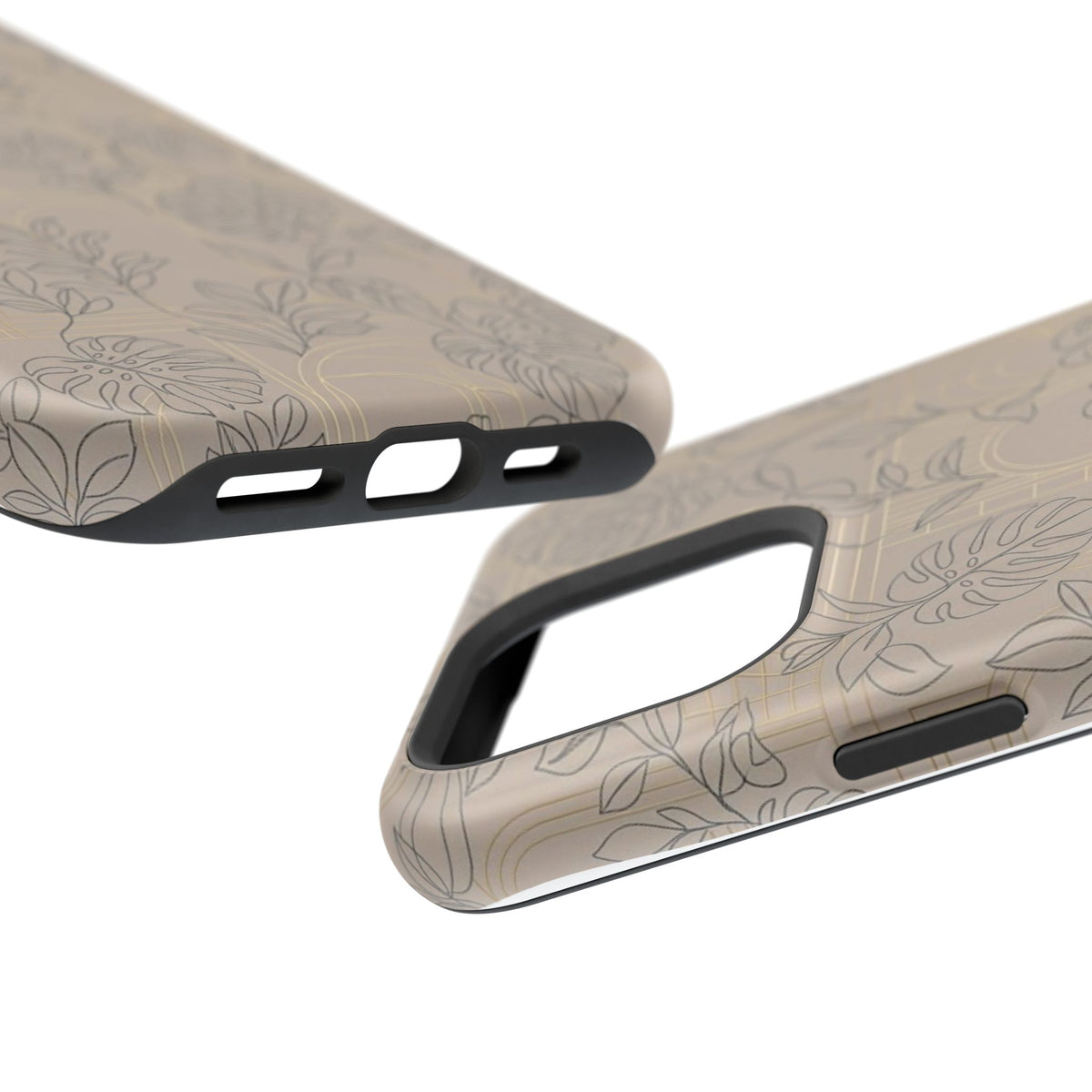 Neutral Leaf Pattern - Impact Resistant Phone Case