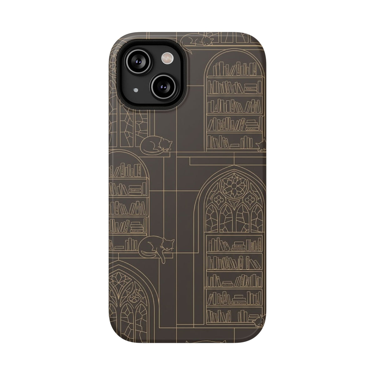Cat Library Bookshelf Phone Case