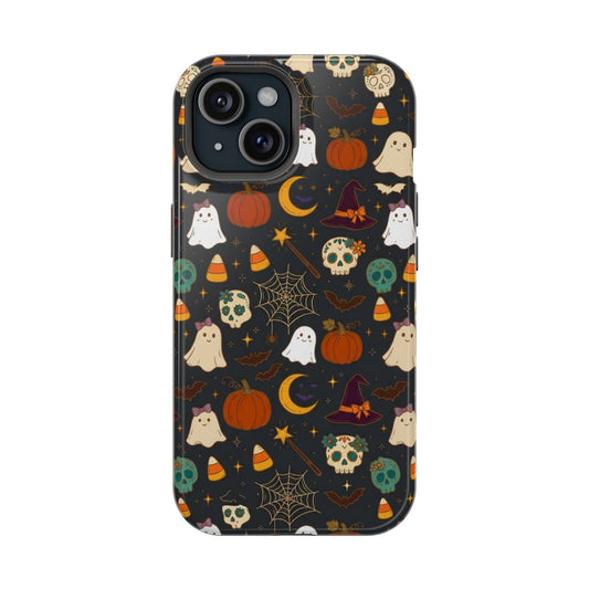 Ghosts, Pumpkins & Skulls Pattern - Impact Resistant Phone Case