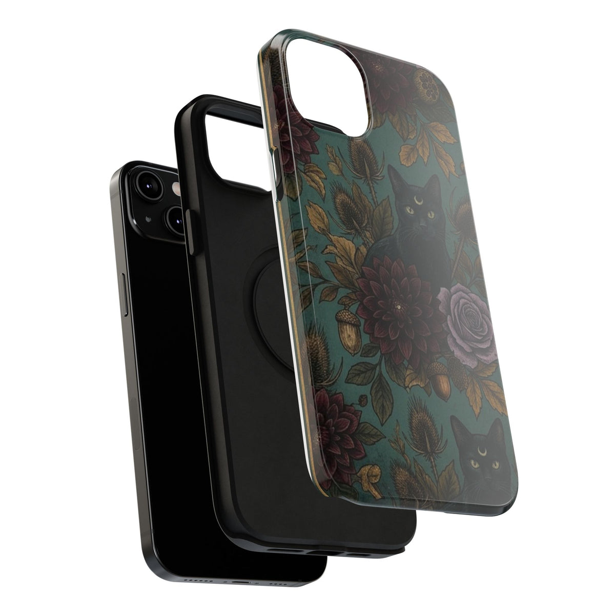 Botanical Black Cat - Impact Resistant Phone Case