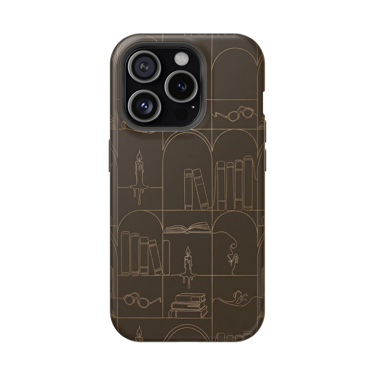 Vintage Library Books & Candle Pattern - Impact-Resistant Phone Case