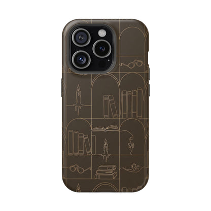 Vintage Library Books & Candle Pattern - Impact-Resistant Phone Case