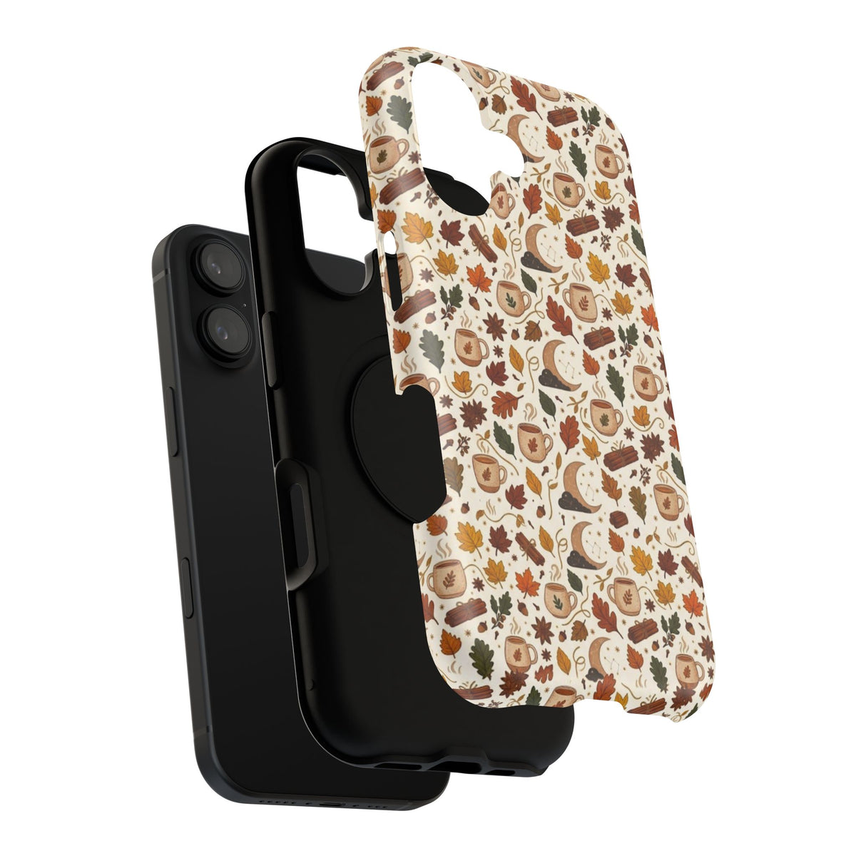 Autumn Woodland Phone Case — Fall Leaves & Fox Pattern Impact-Resistant Case