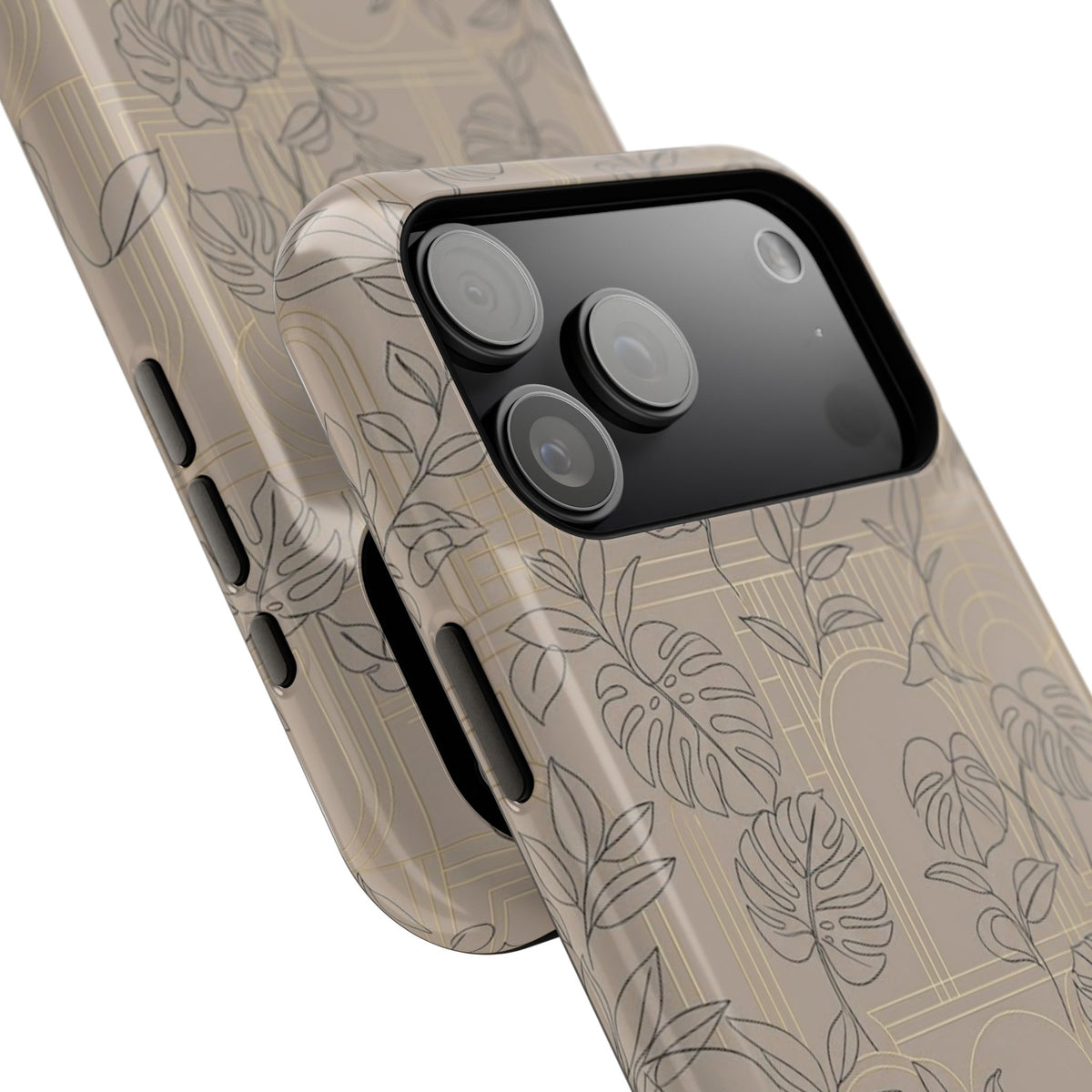 Neutral Leaf Pattern - Impact Resistant Phone Case