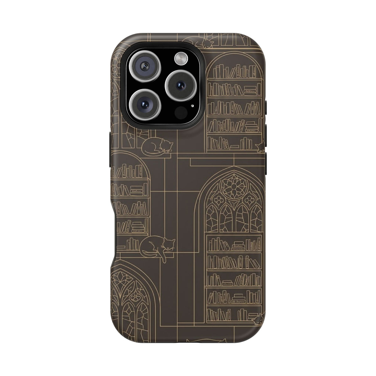 Cat Library Bookshelf Phone Case